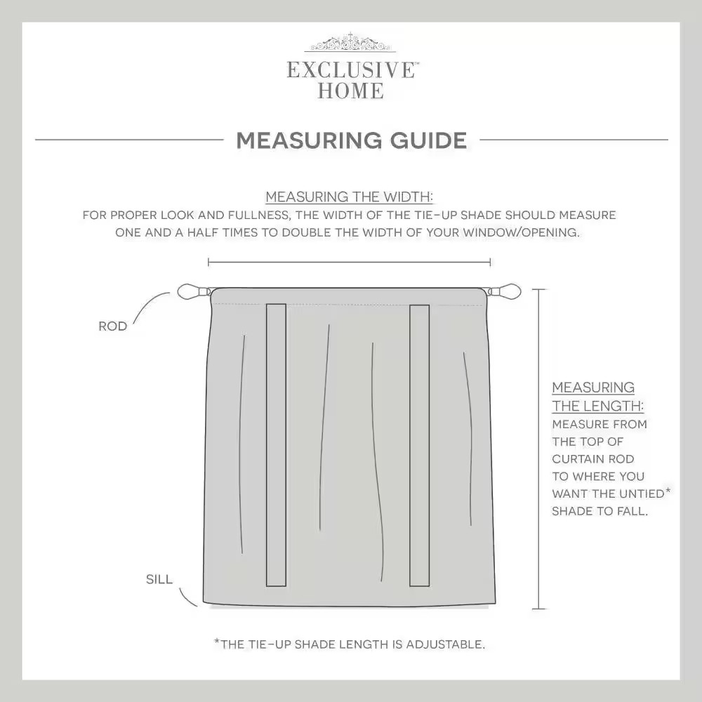 Belgian White Solid Sheer 3″ Rod Pocket Tie up Shade, 54 In. W X 63 In. L