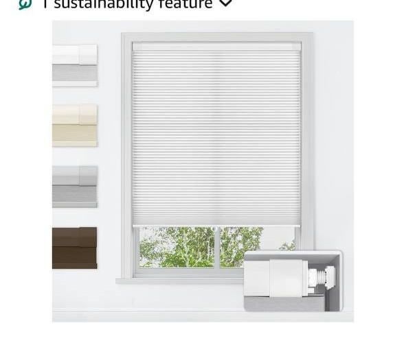 New LazBlinds Cordless Cellular Shade 30″ x 48″ Light Filtering White No Drill