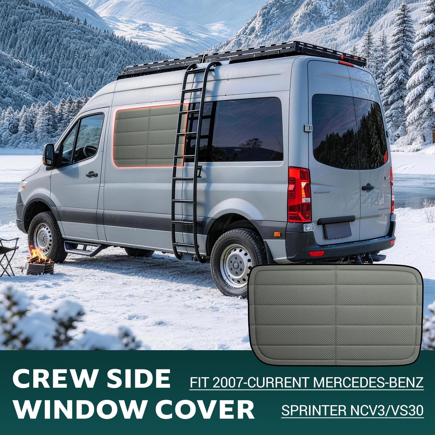 VANNCAMP Sprinter Crew Window Cover Gray Pro Magnetic
