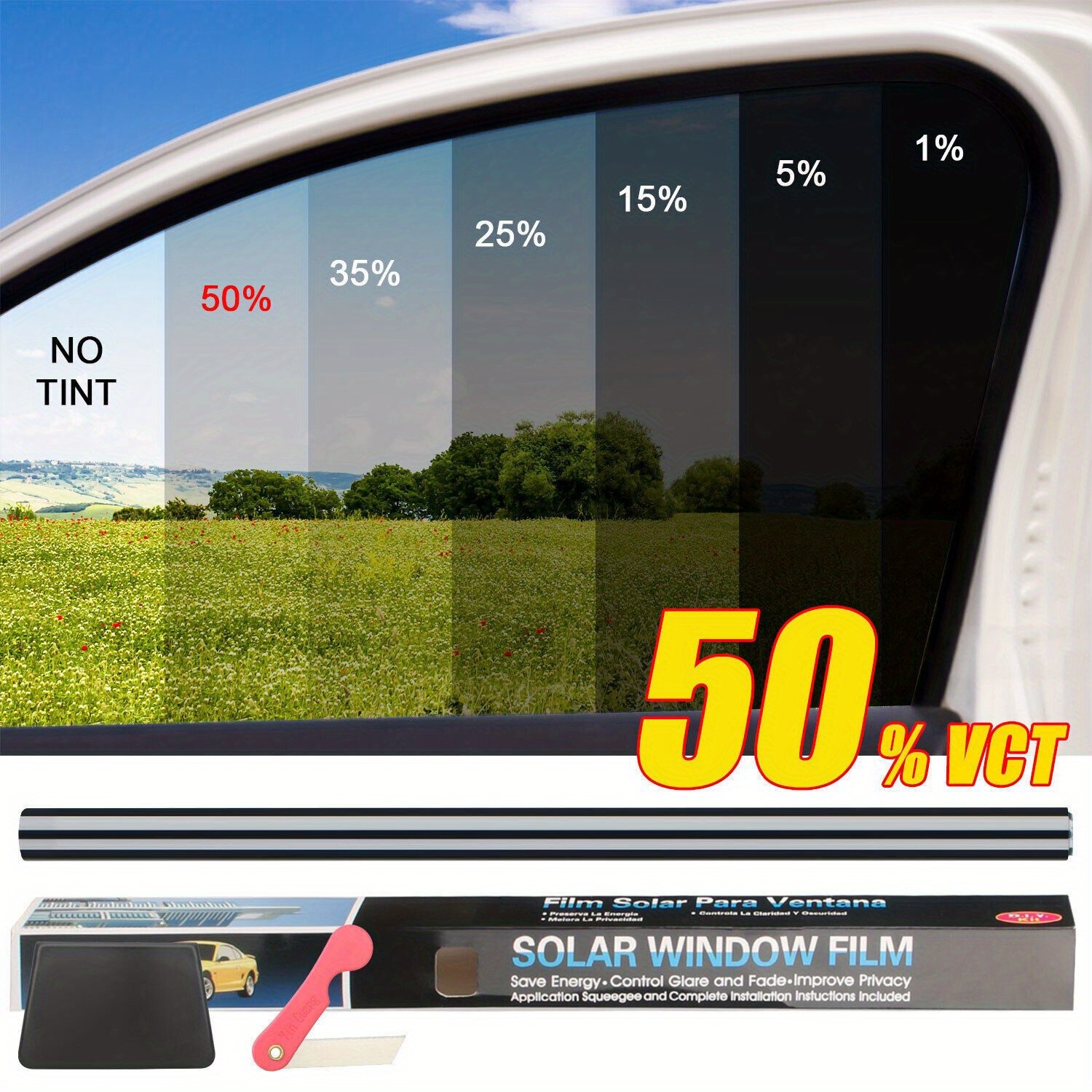 10/20FT Car Window Film Coloring Film Roll 1-50%VLT UV Protection Sticker Film