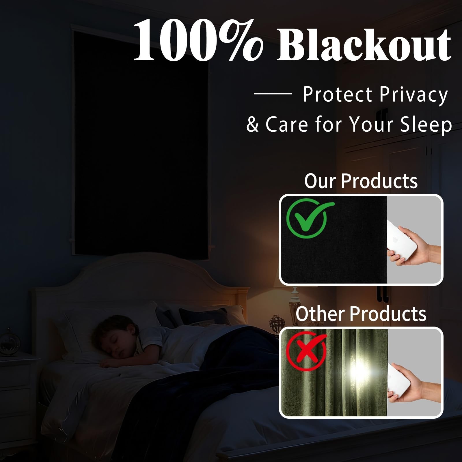 Self-Adhesive Blackout Curtain – Light Blocking Shade for Bedroom Living Room…