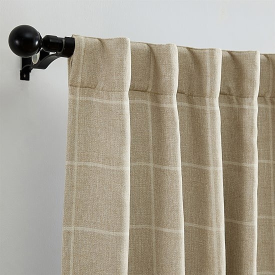 Elrene Blackout Curtain Panel Rod Pocket Back Tab Beige 52×95 Windowpane
