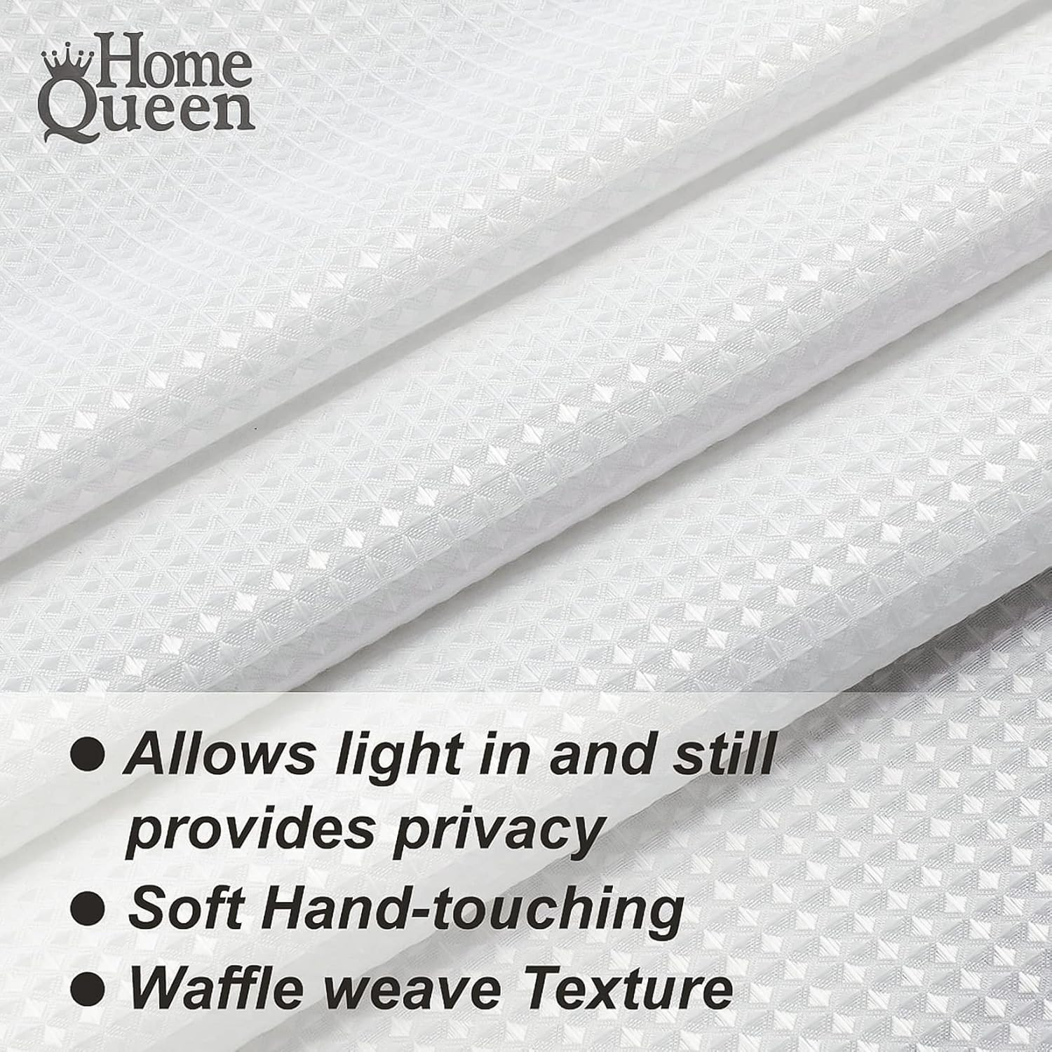 Waffle Bathroom Window Curtains, Water Repellent 24″W x 24″L (Pack of 2) White