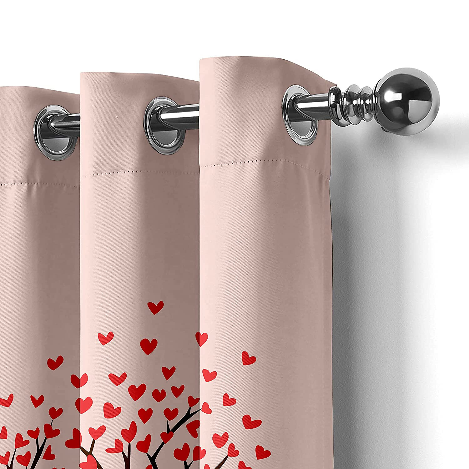 Printed Curtain for Door Living Room Bed Room Home 7 Feet Long Pack of 2 pink