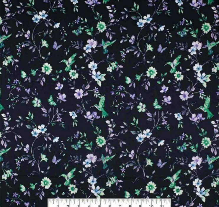LINED WINDOW VALANCE CURTAIN 42 X 12 HUMMING BIRD FLOWER NATURE GARDEN FLORAL