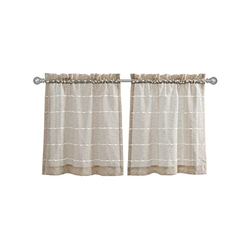 Farmhouse Textured Sheer Kitchen Window 20″W x 13″L (Pack of 2) Neutral