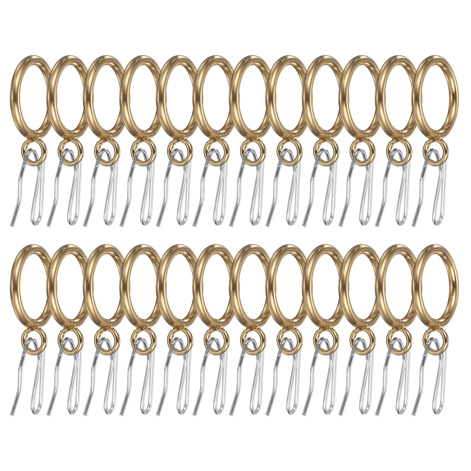 24 Pcs 1 Inch Inner Diameter Curtain Rings with Eyelet and Metal Hook, Gold