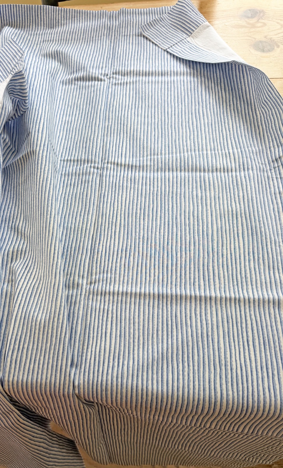 Pair of Vintage Blue and White Striped Rod Pocket Curtains ZZ909