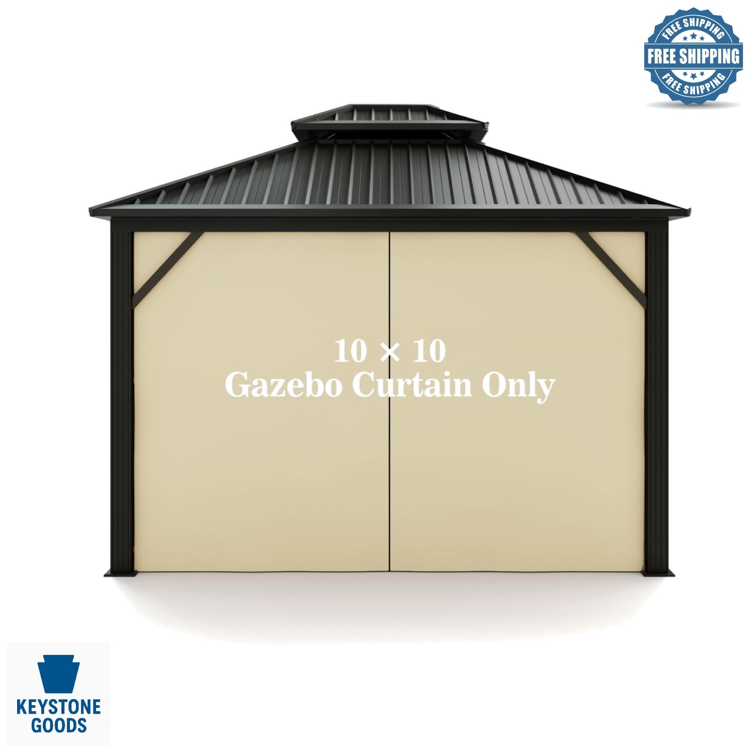 10×10 Beige Zippered Gazebo Privacy Curtain – Water-Resistant Polyester Panel