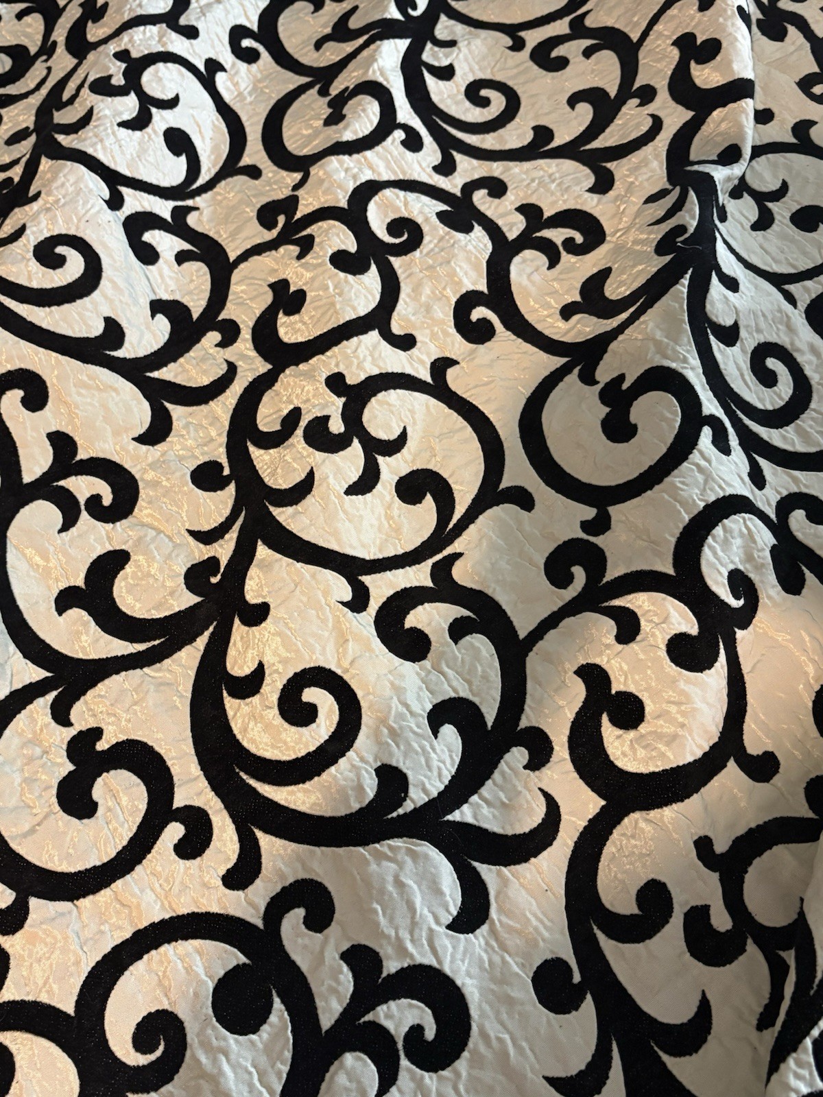 DRAPERY PANEL 80×127” EA – 4 PANELS EACH BLACK CREAM DAMASK FOR HUGE WINDOW GOTH