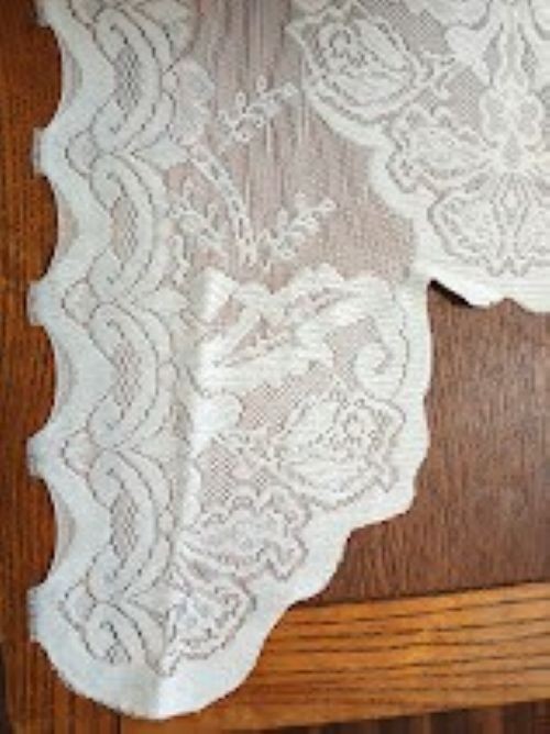 Two Unbranded Panels, Mint-green, Asymmetric, Sheer, Lacy Curtains, 24x 36 in.
