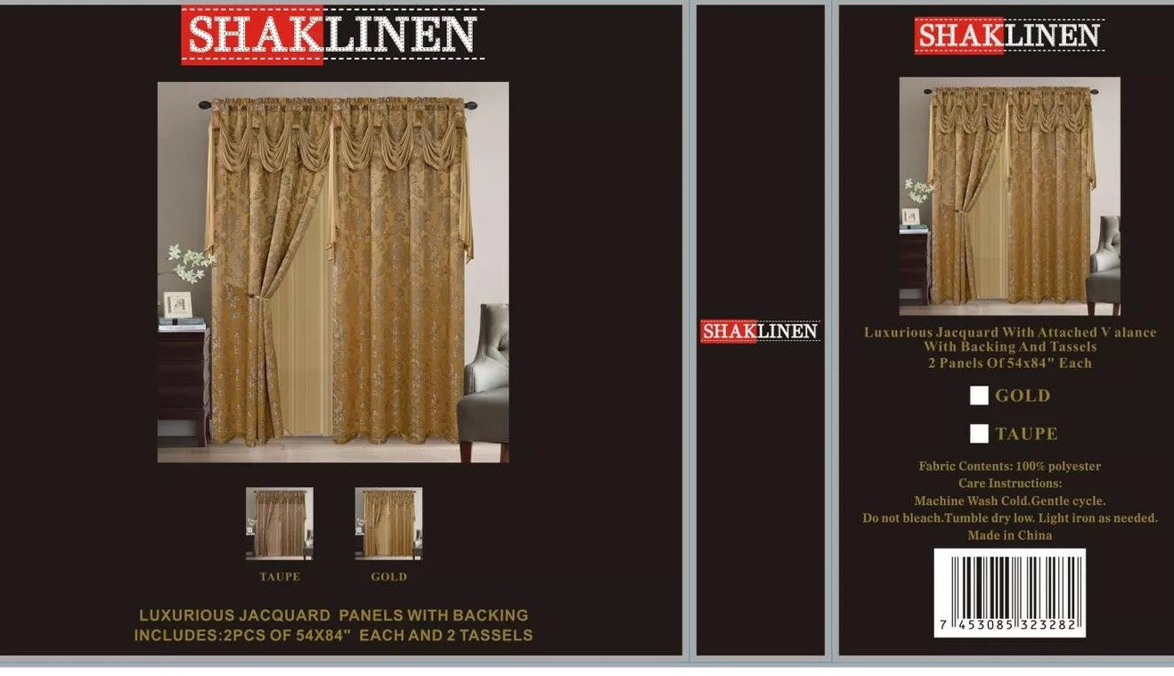 Window Curtains 2 Panel Set Luxury Red Burgundy With Valance and Sheer