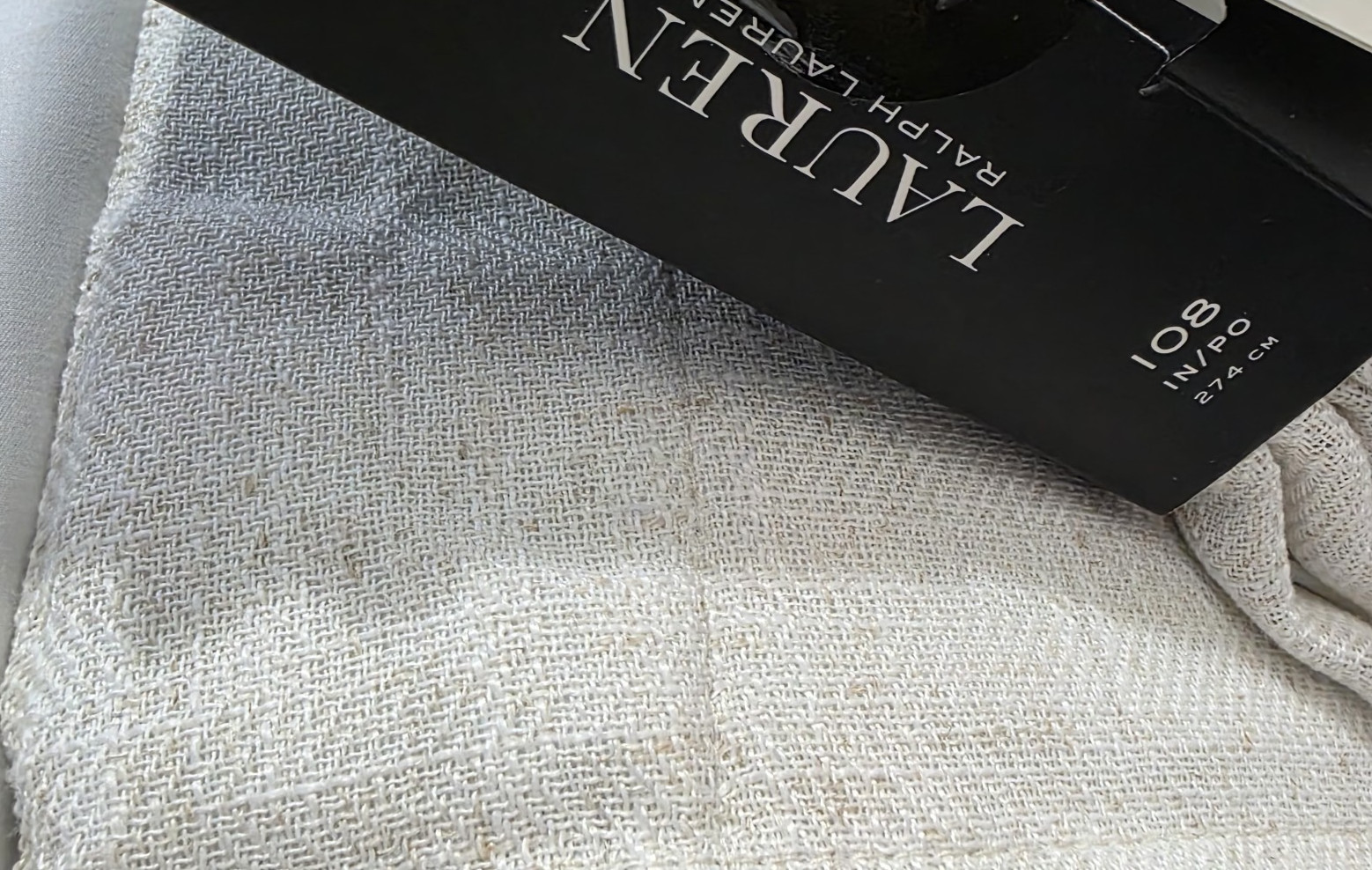 Ralph Lauren Set 2 Herringbone Curtains 52×108 Natural Blackout Lined Panels