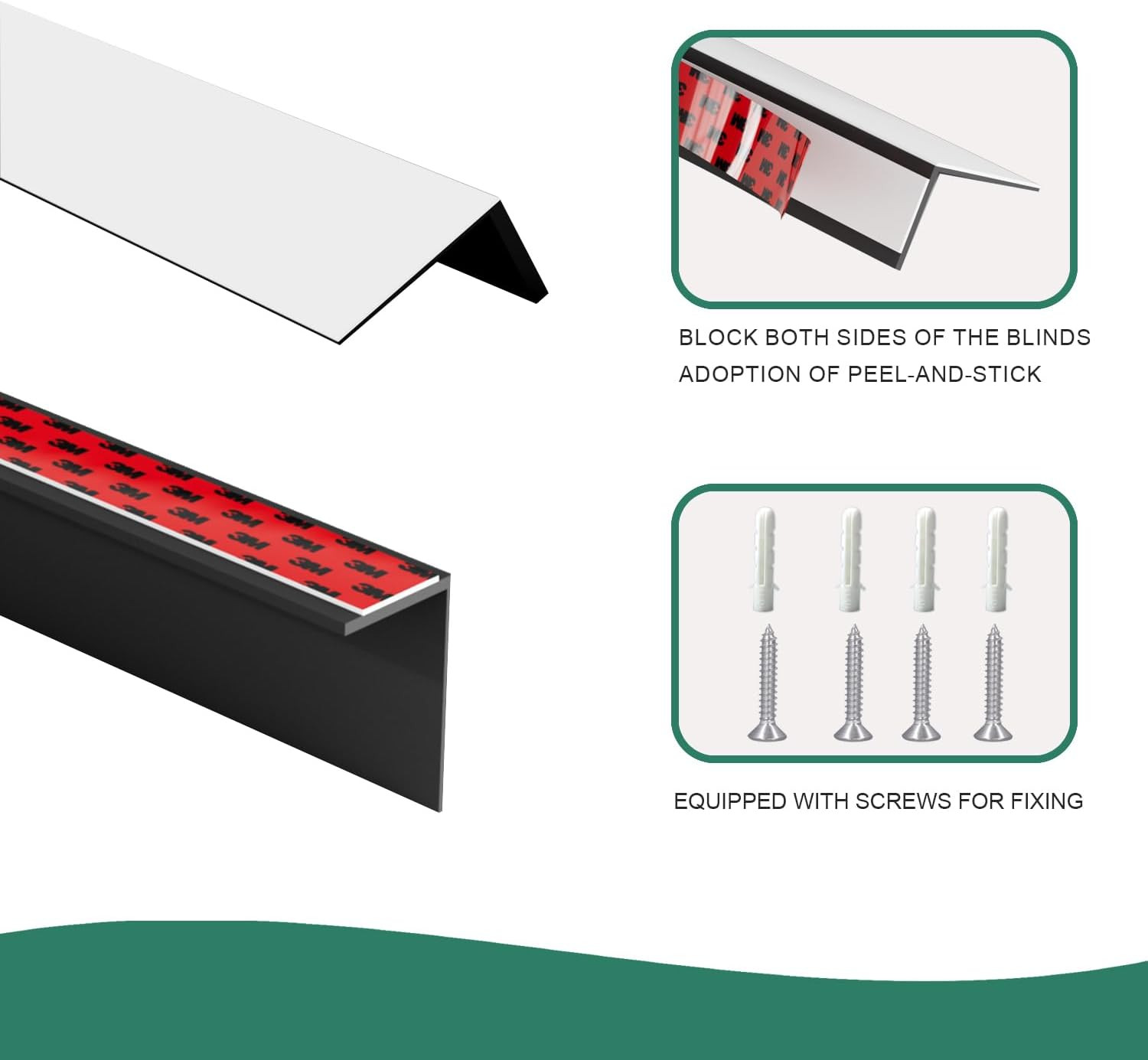 Light Blocking Strips for Window Shades and Blinds, 100% Blackout PVC Side Track