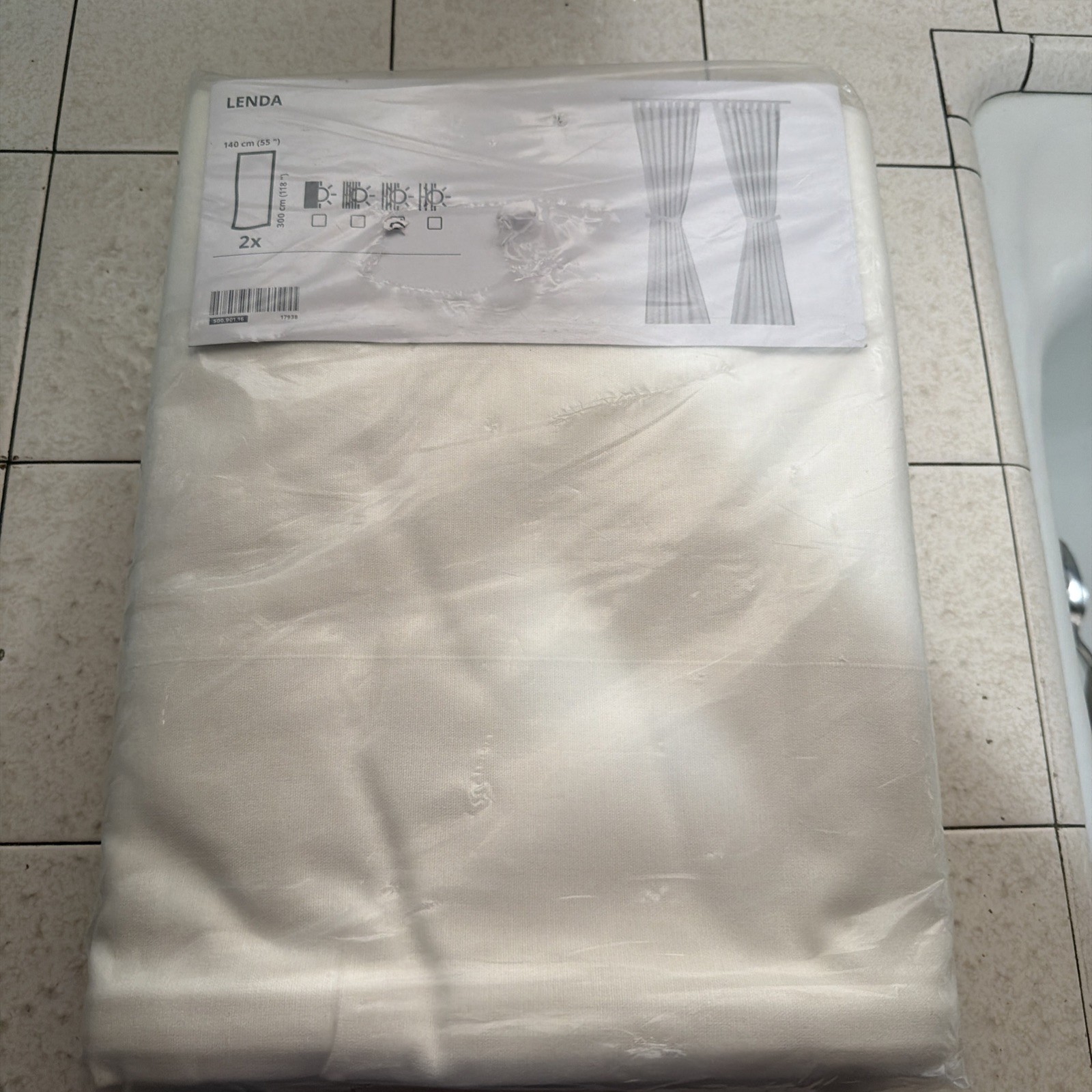 New Pair IKEA White LENDA Curtains Tab Top 55×118″ 500.901.16/ 100% Cotton