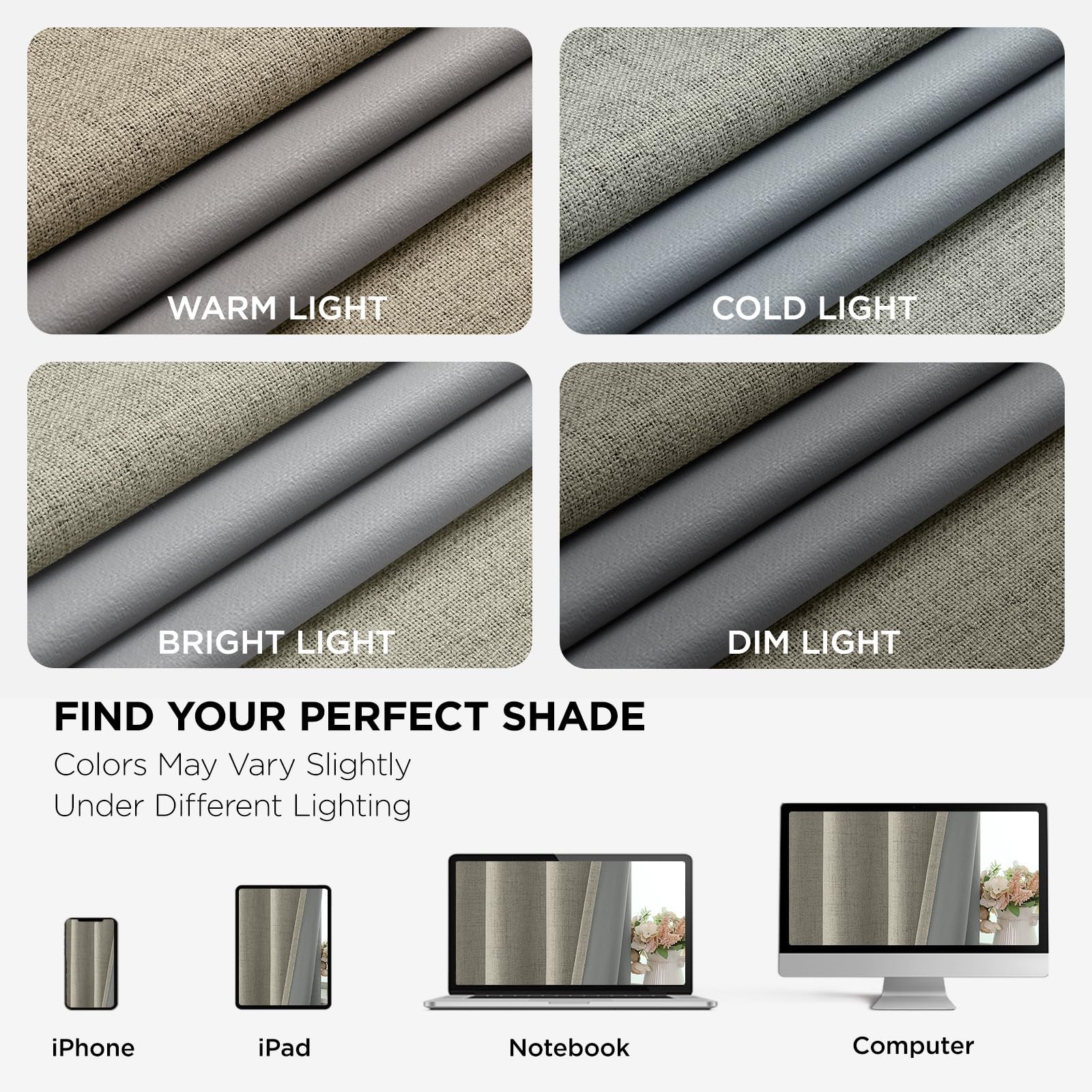Joydeco Blackout Curtains 42″W x 84″L 2 Panels Linen Room Darkening Grommet