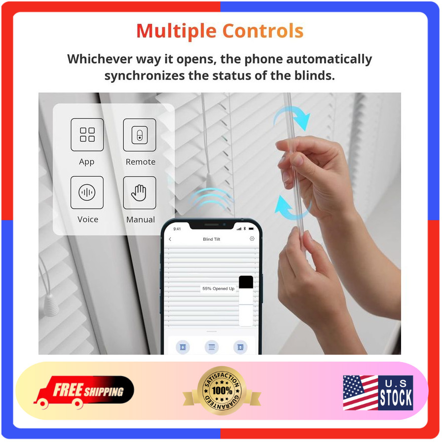 Motorized Blind Tilt Smart Electric Blinds Solar Bluetooth Light Sensor