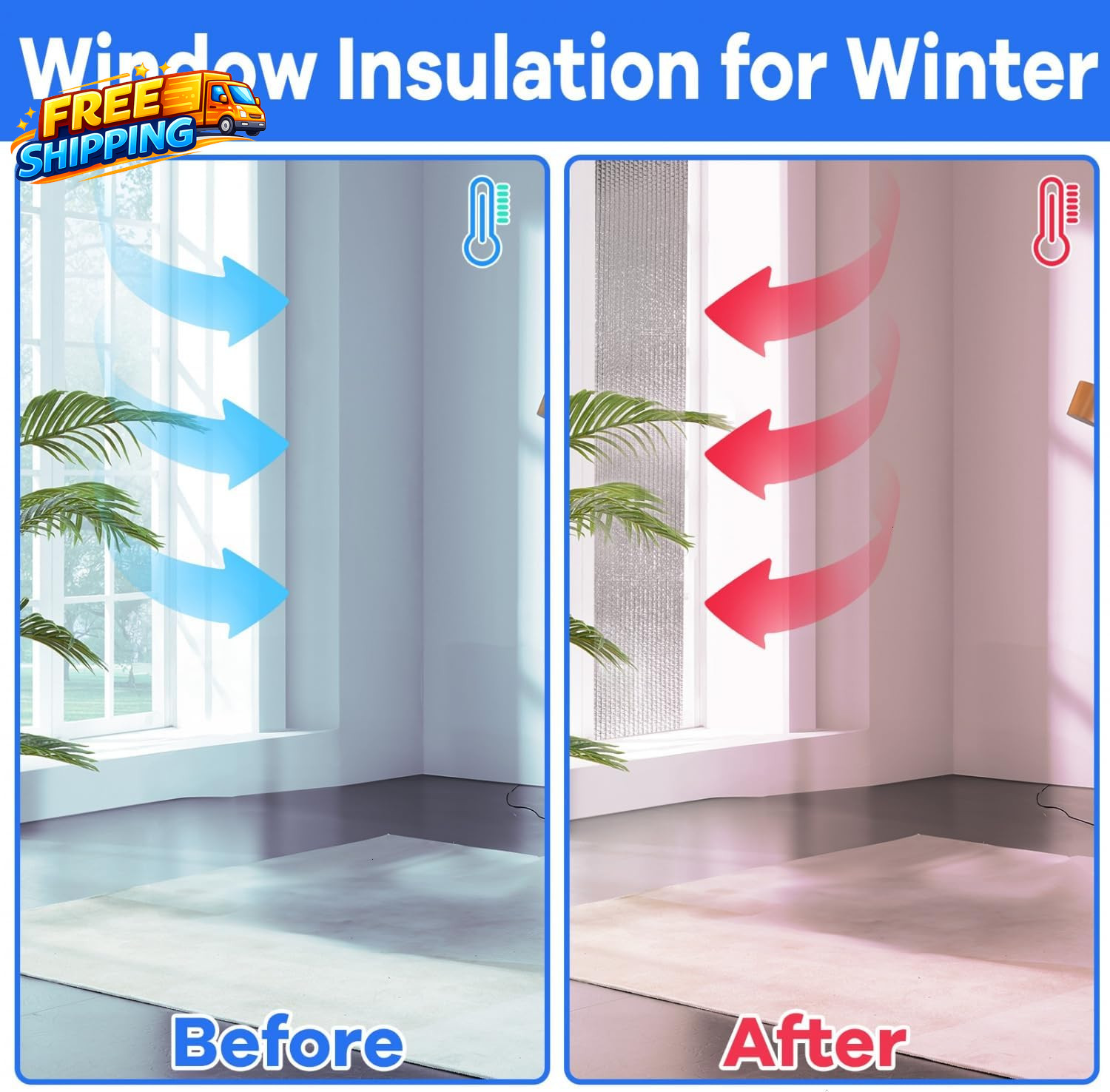 Double Reflective Insulation 48 in X 10 FT RV Window Insulation for Summer Heat