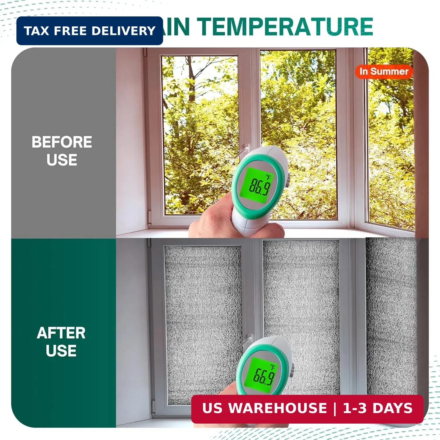 HADOR Reflective Window Film Insulation Roll 16 in X 10 Feet, Foil Aluminum Roll