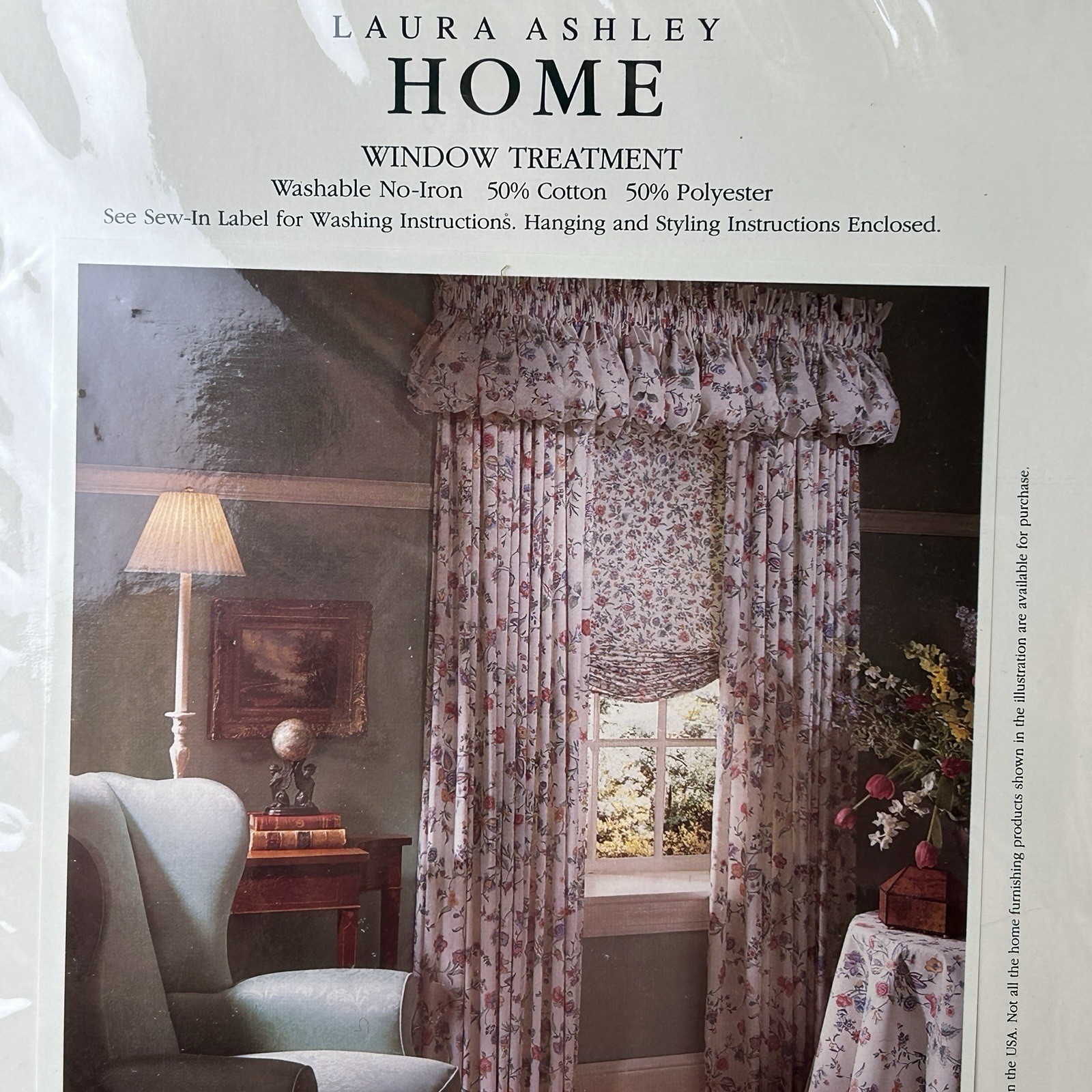 Laura Ashley CHINESE SILK PATTERN Blouson Valance 86”x15” Cotton Blend NEW