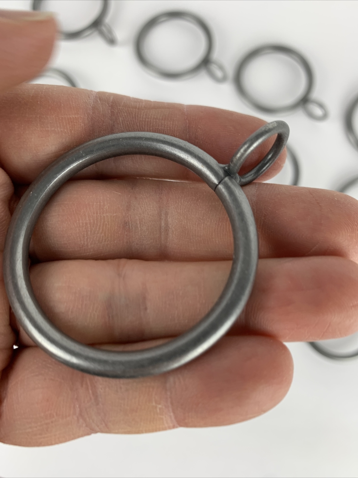Lot of 12 Drapery Curtain Rings metal pewter finish for 1 1/4″ rod