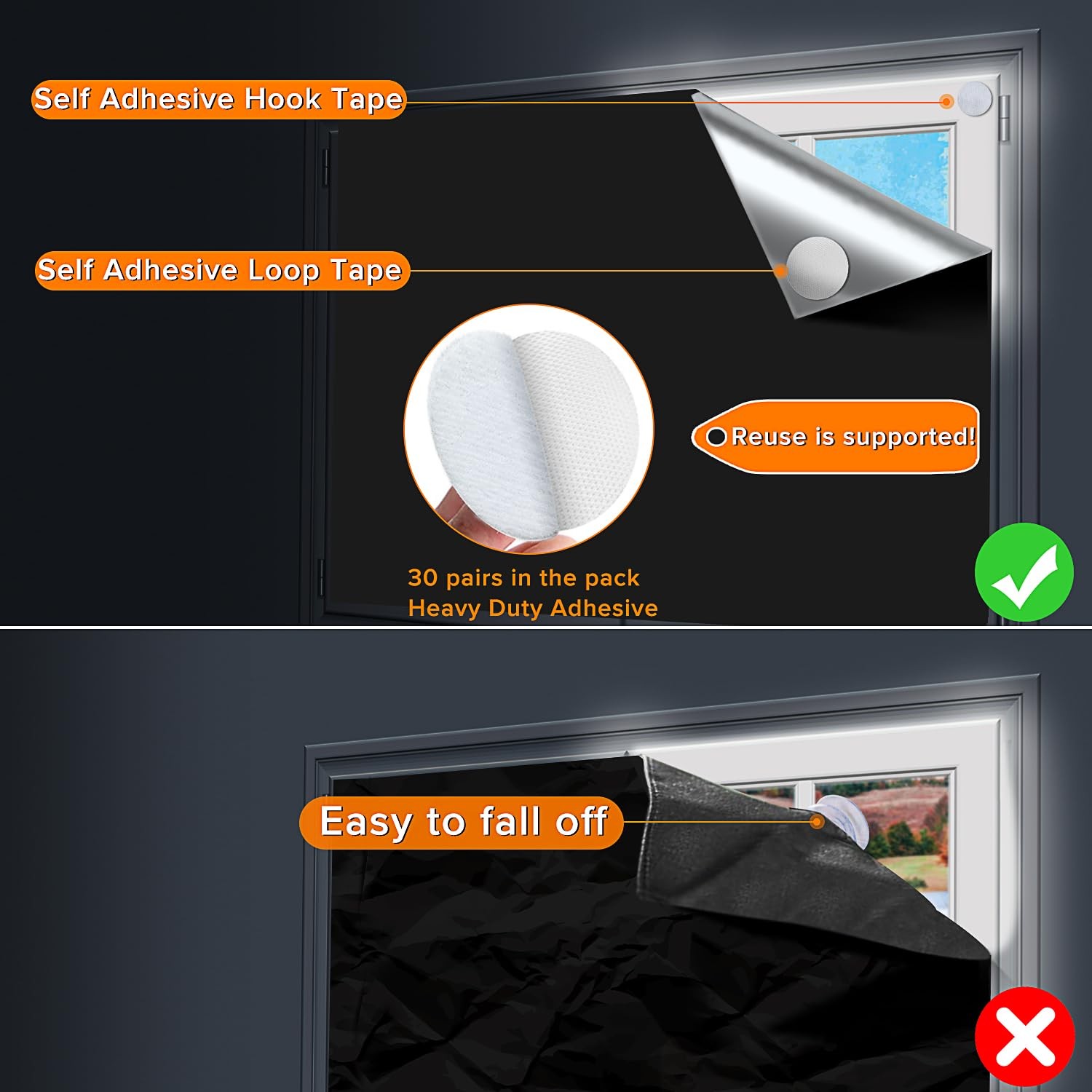 Portable Blackout Curtains, 118″ x 57″, 100% Blackout, Waterproof, Reusable, …