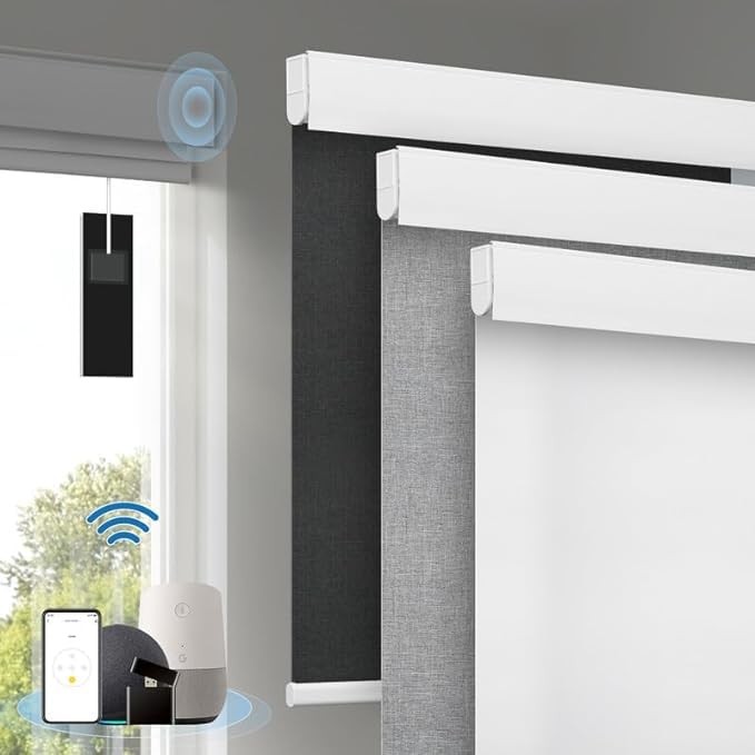 Motorized Blinds with Remote, [Free Solar Panels] Cordless Smart Blinds with …