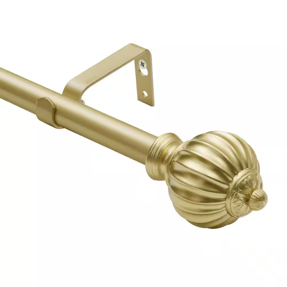 86 In. – 120 In. Adjustable Decorative Single Curtain Rod-3/4 In. Dia Rod in Gol