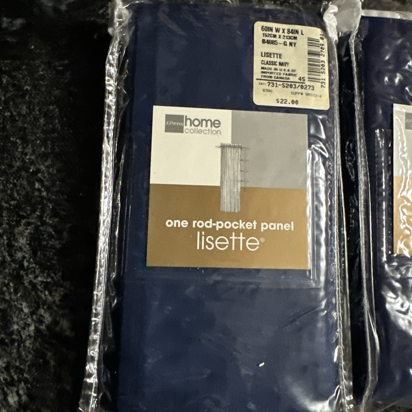 2 Packages Lisette Panel Classic Navy Color 60in X 84in JC Penny Curtain panels