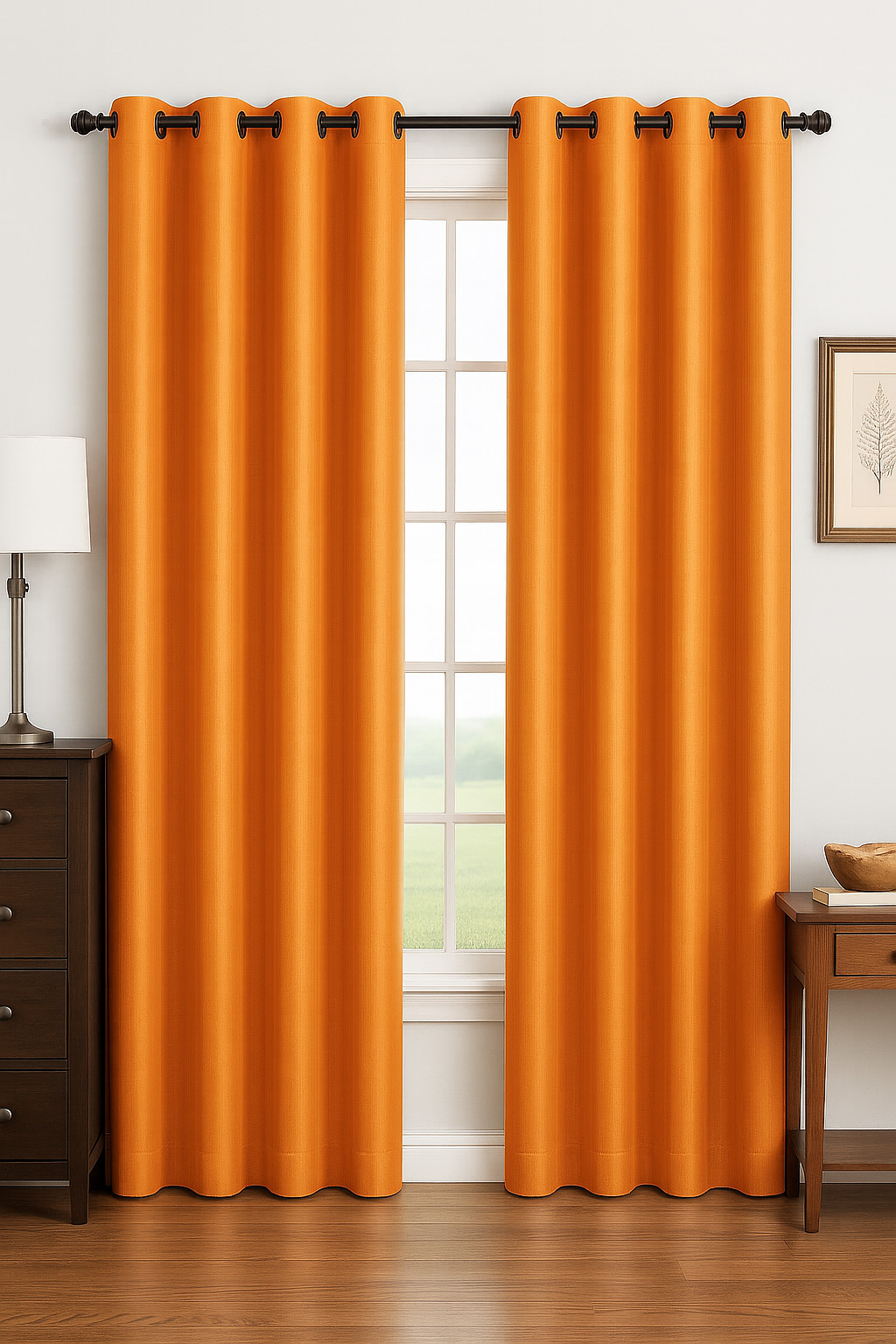 2 Panels Curtains Set Each 54×84 Inch Glow Faux Silk 8 Grommets Light Blocking