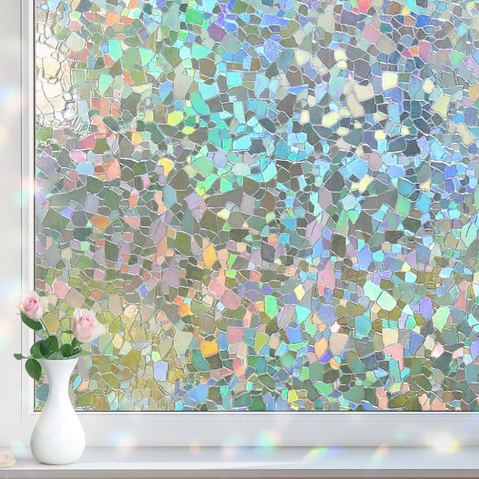 Window Privacy Film Rainbow Decorative Sticker 17.5 x 78.7 inches Static Cling