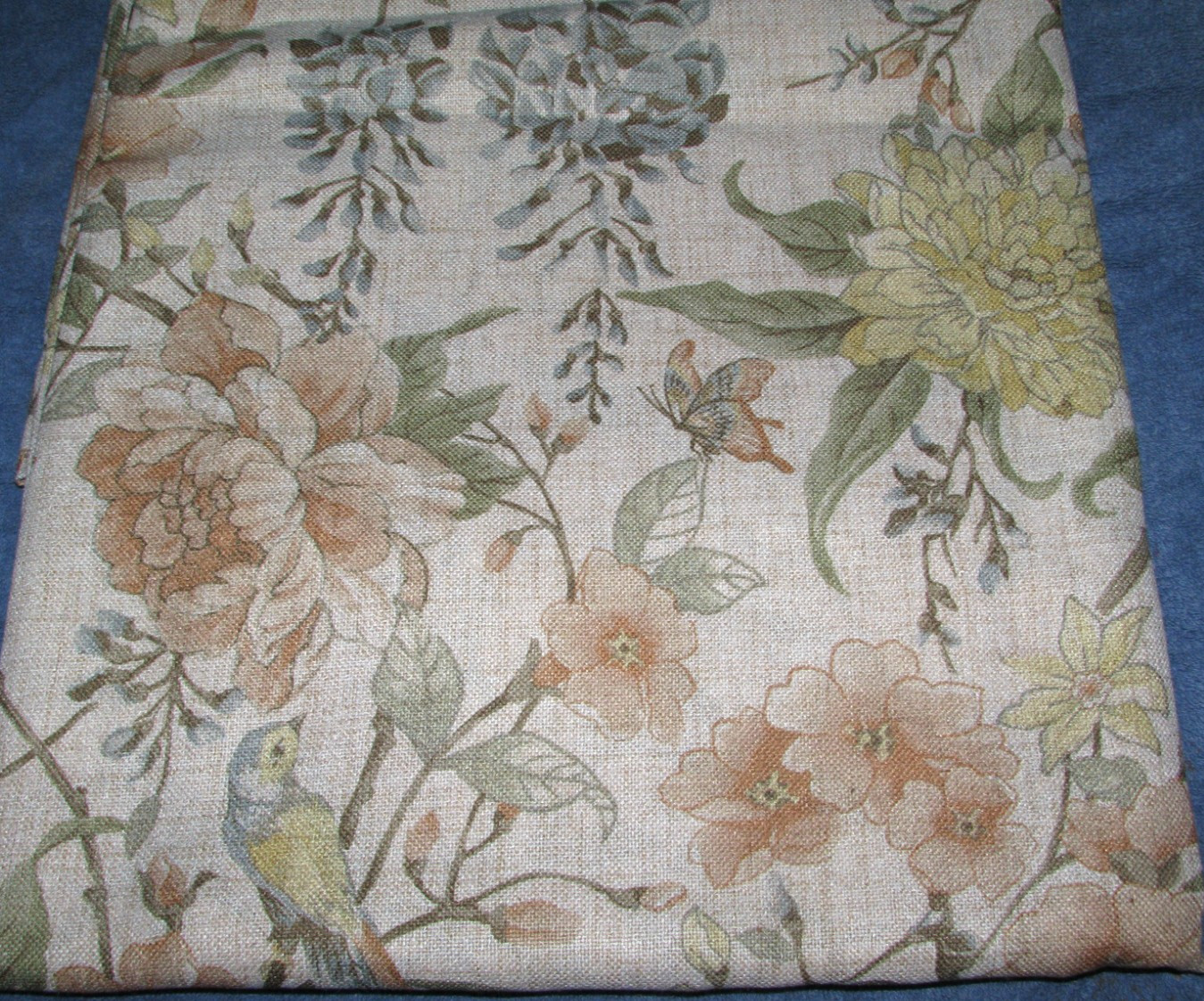 ENVOGUE “HOME” Window Curtains 2 Panels Beige 37 x 96 /Flowers, Birds, Floral