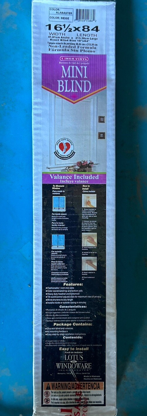 Lotus Windoware 1” Window Mini Blinds 16.5” X 84” Alabaster/Beige
