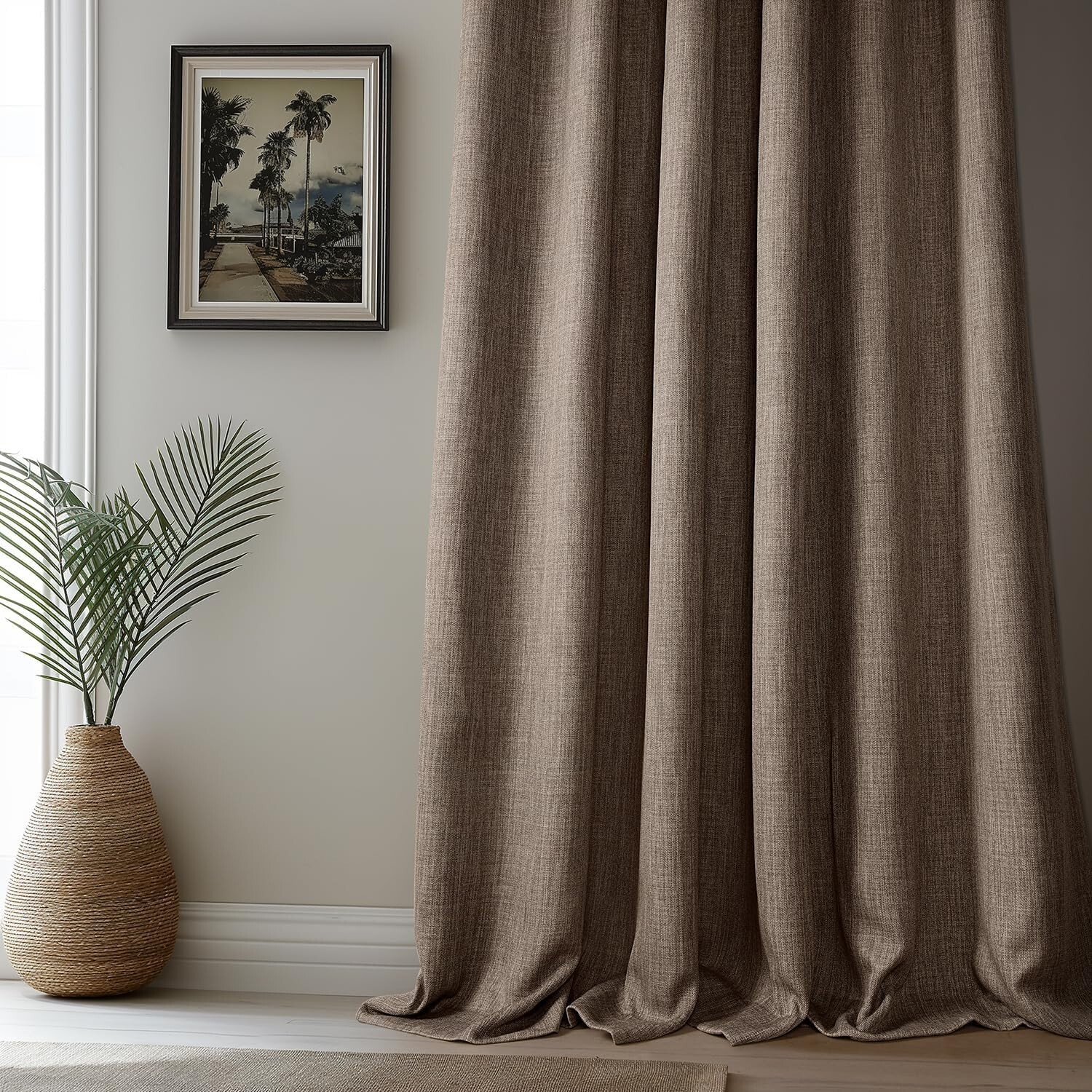 1 Panel Dutch Cocoa 120″L x 50″W Linen Darkening Curtains For Living Room