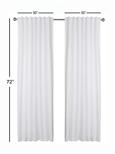 Farm House Curtain-Cotton Textured Slub Fabric -White, 50×72 White & White