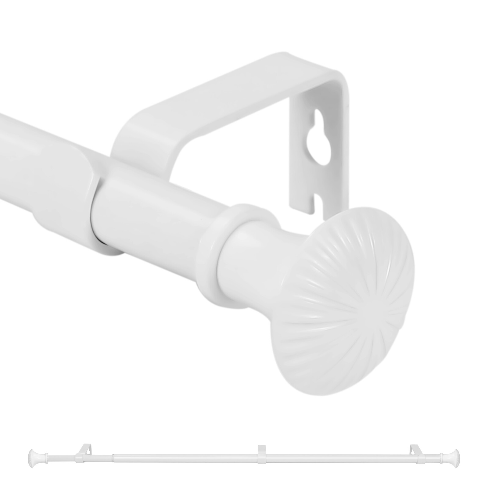 5/8″ Adjustable Single Curtain Rod with Trumpet Finial, 28″-48″/”48-84″/”84-120″