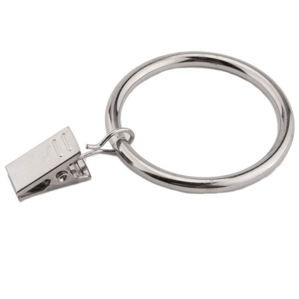 Curtain Rings With Clips 2.5 Inch Silver 10 Pack Extra Large 2 1/2 Inch Nickel M