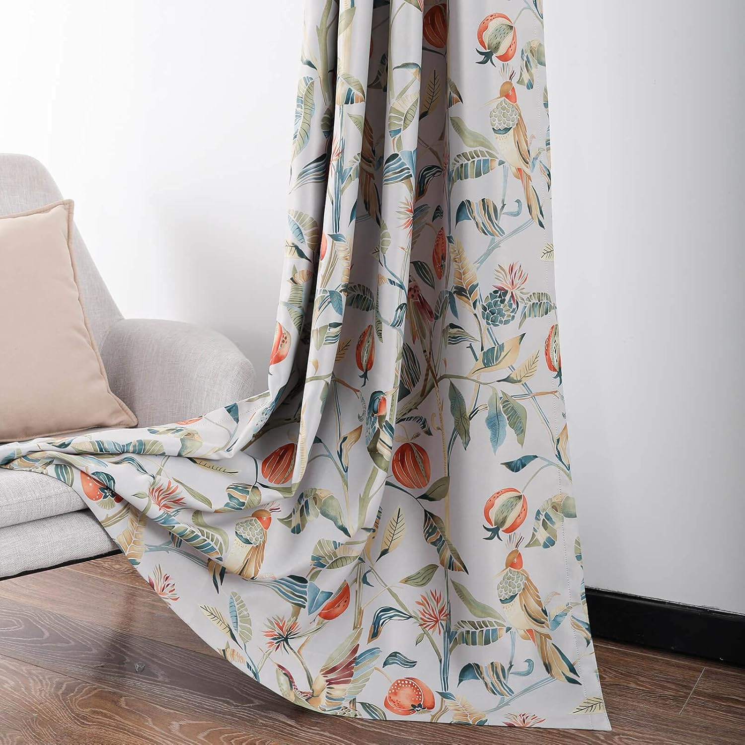 Bird Pattern Cafe Tier Curtains & Drapes Set for Small Windows