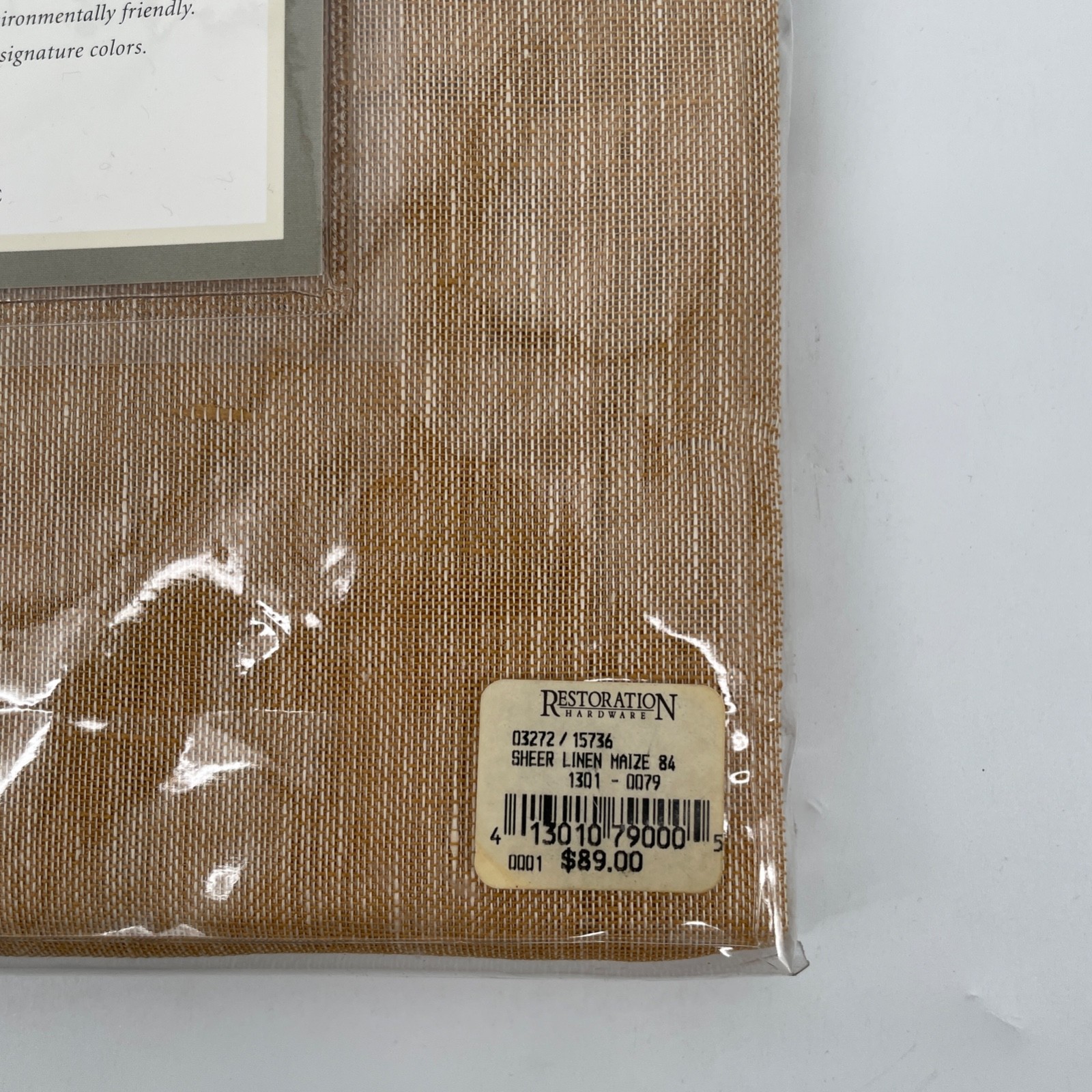 Restoration Hardware 100% Belgian Linen 50×84 Drape sheer Rod Pckt curtain Maize
