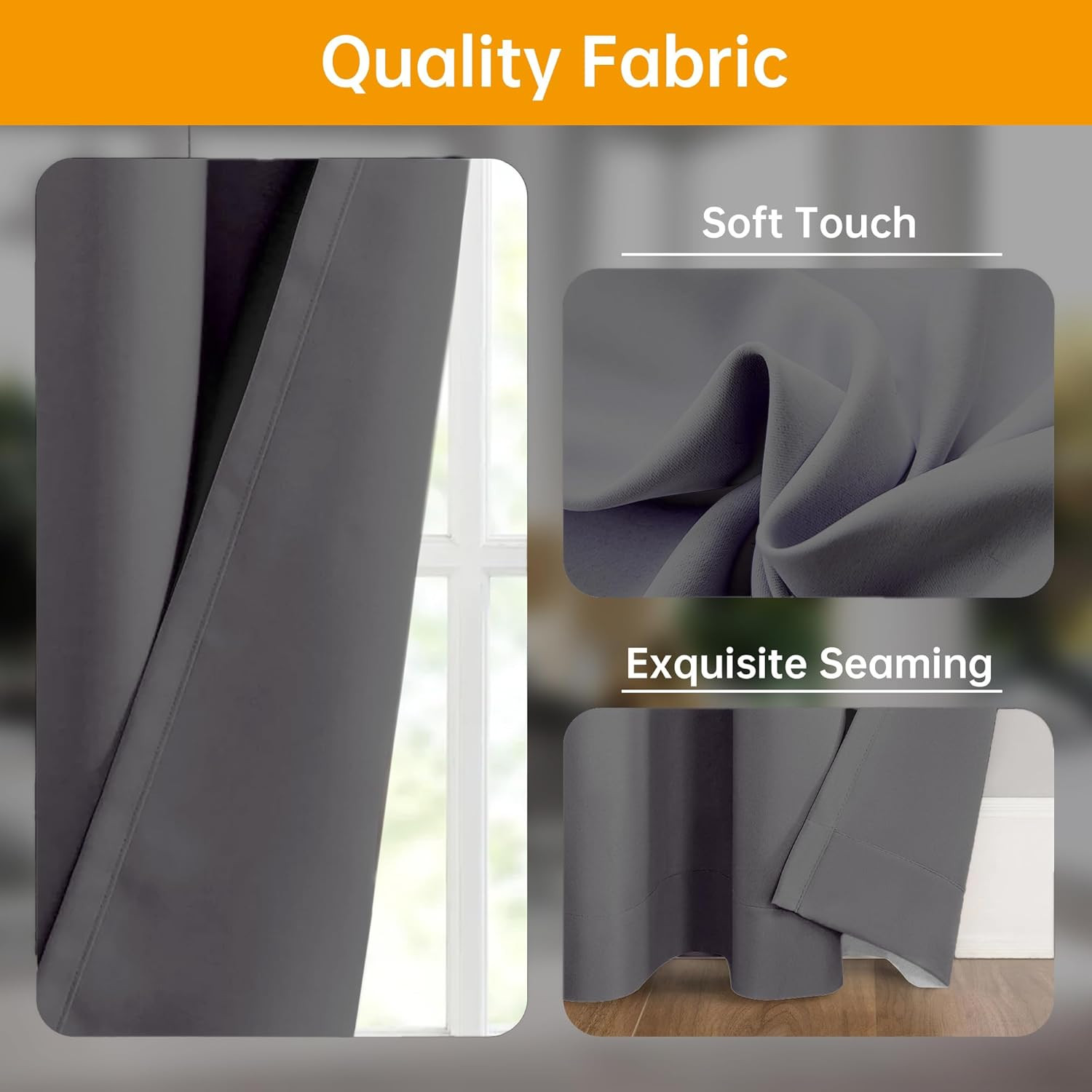 Room Divider Curtains, Blackout Ceiling Track Curtains with Hook Sound Proof Flo