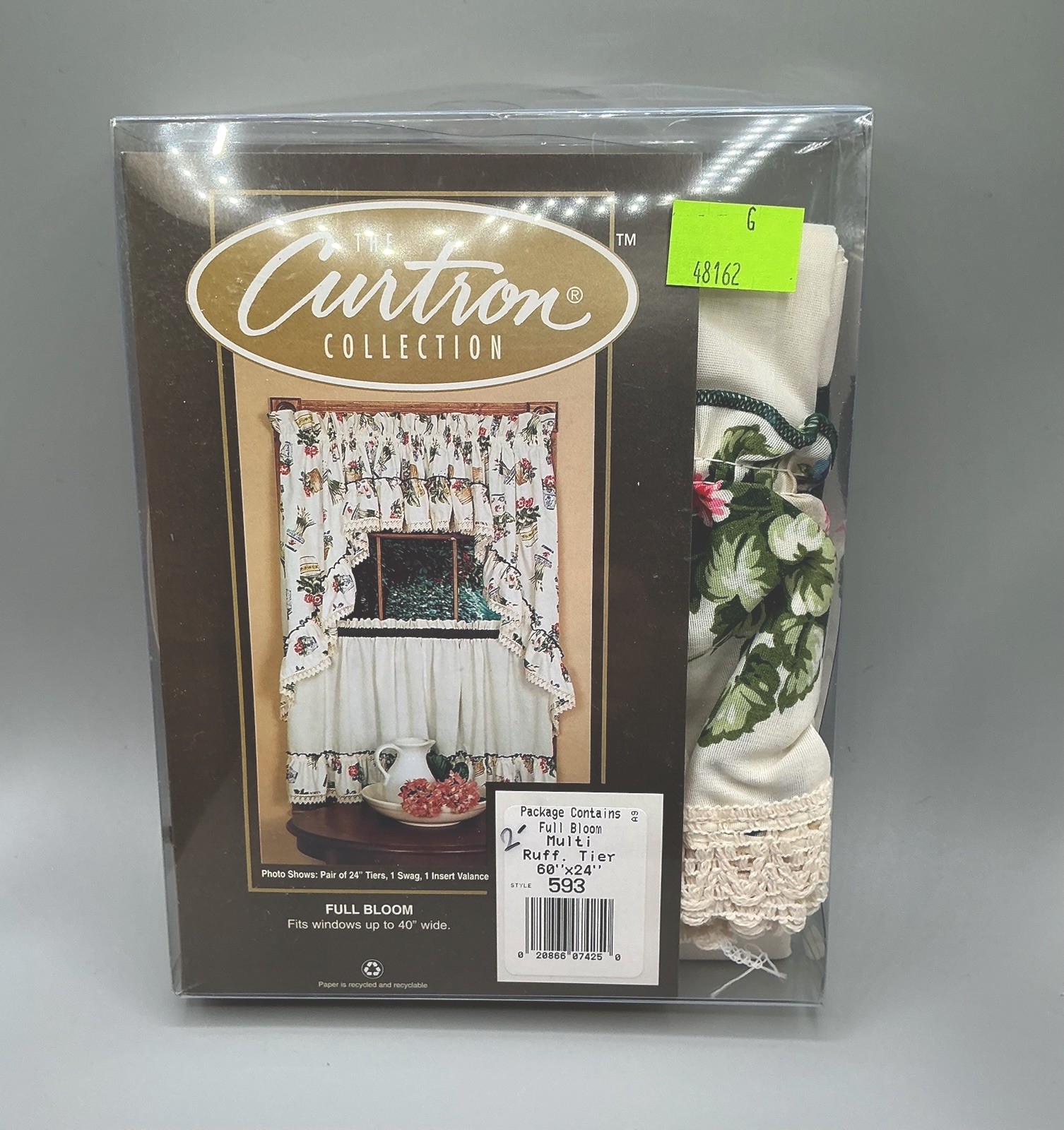 Vintage floral ‘The Curtron Collection’ Pair Of 60” X 24” Curtain Tiers USA Made