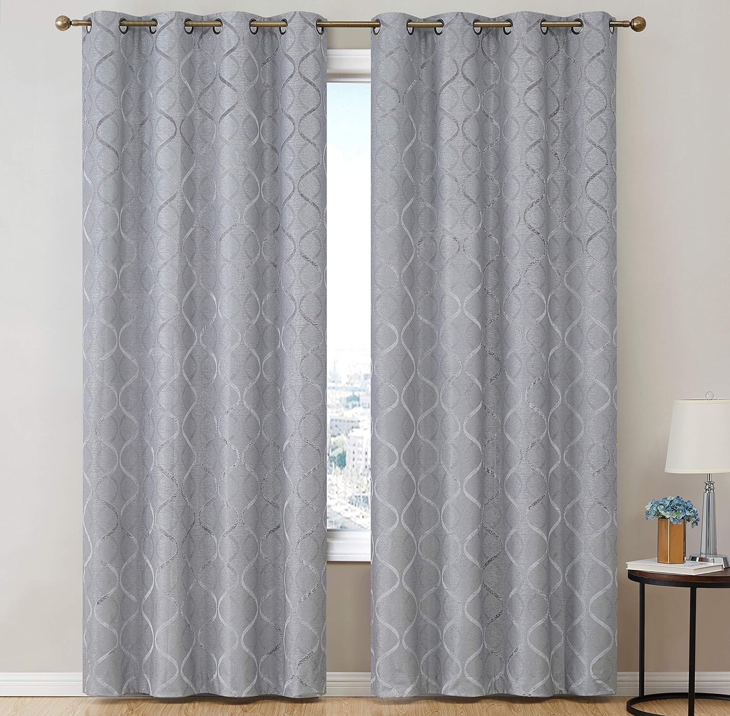 HLC.ME Versailles Lattice Flocked 100% Complete Blackout Thermal Insulated Wind