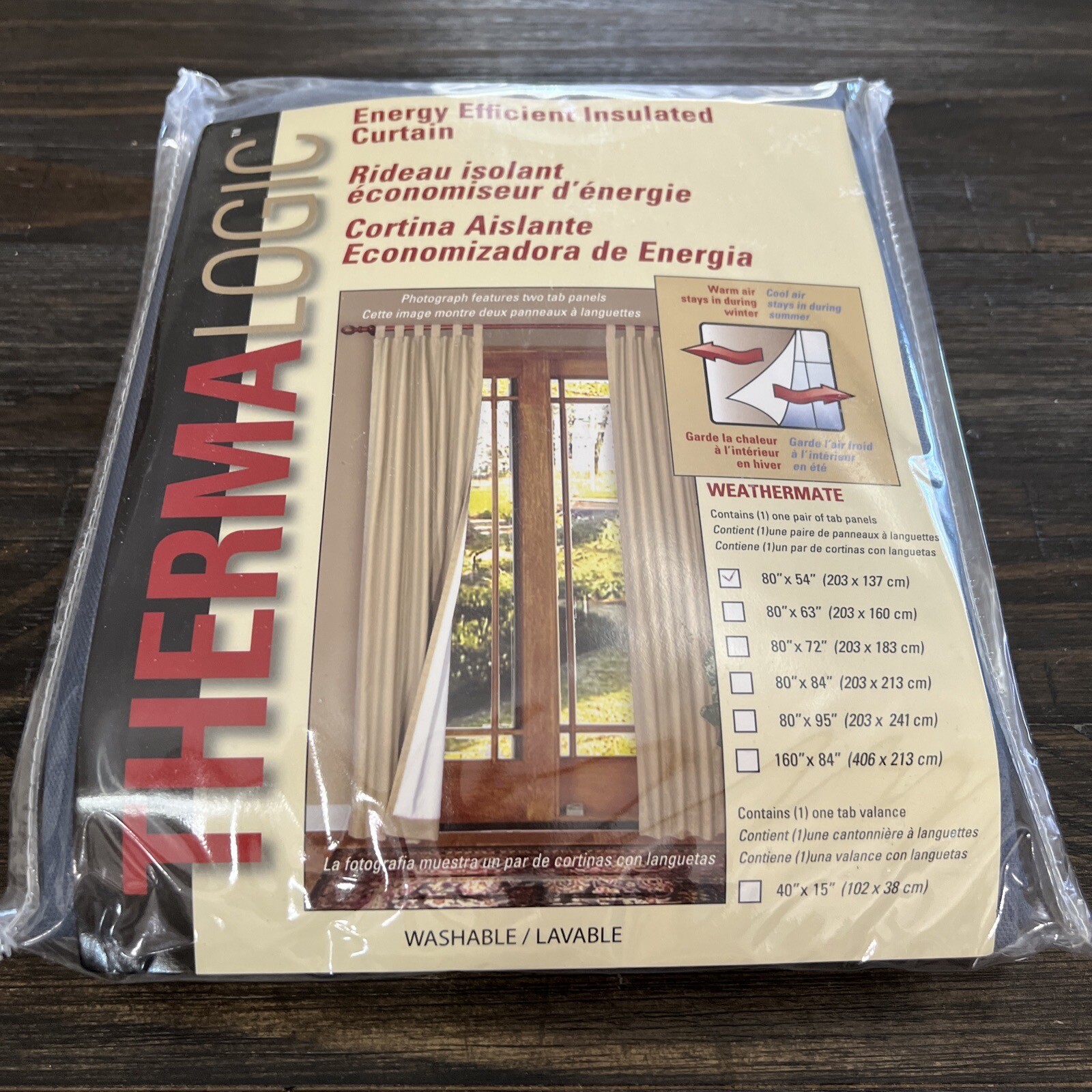 New Therma Logic Energy Efficient Insulated Curtain 80”x54” Color Blue Gray