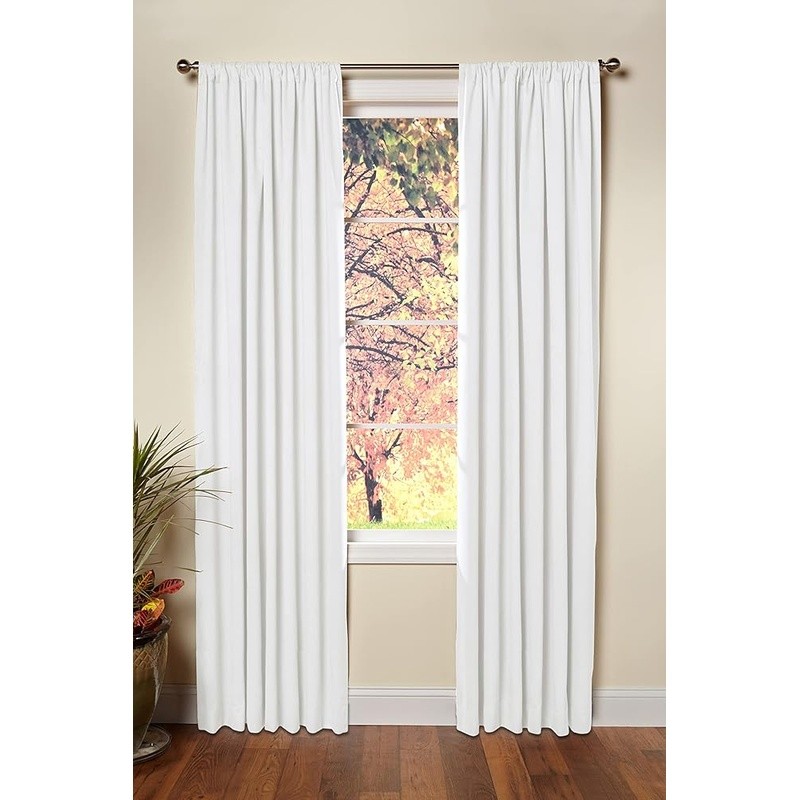 White Cotton Tab Top Curtain Panels W/ Tie-Backs Light-Filtering Home Decor New