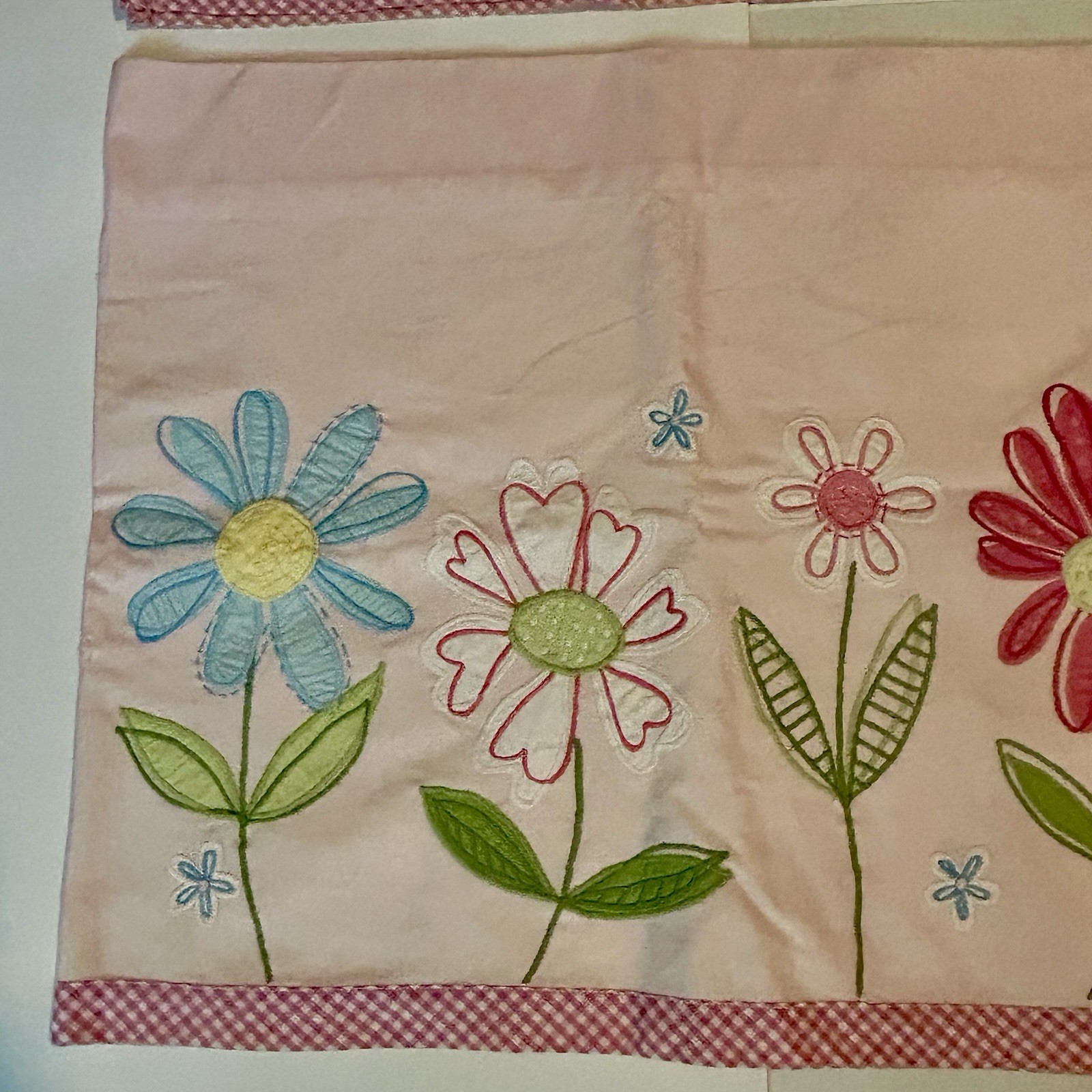Pottery Barn Kids Daisy Garden Window Valances Set of 2 Pink Floral 44 x 18 READ