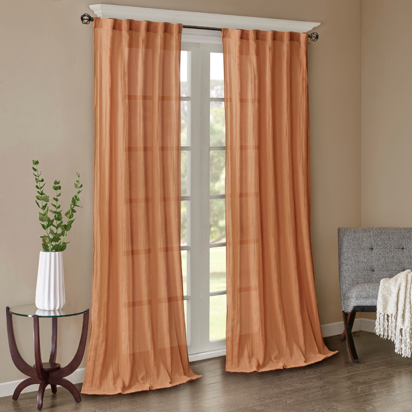 Madison Park Harper Solid Crushed Curtain Panel Pair 42 x 95 42×63 42×95 42×84