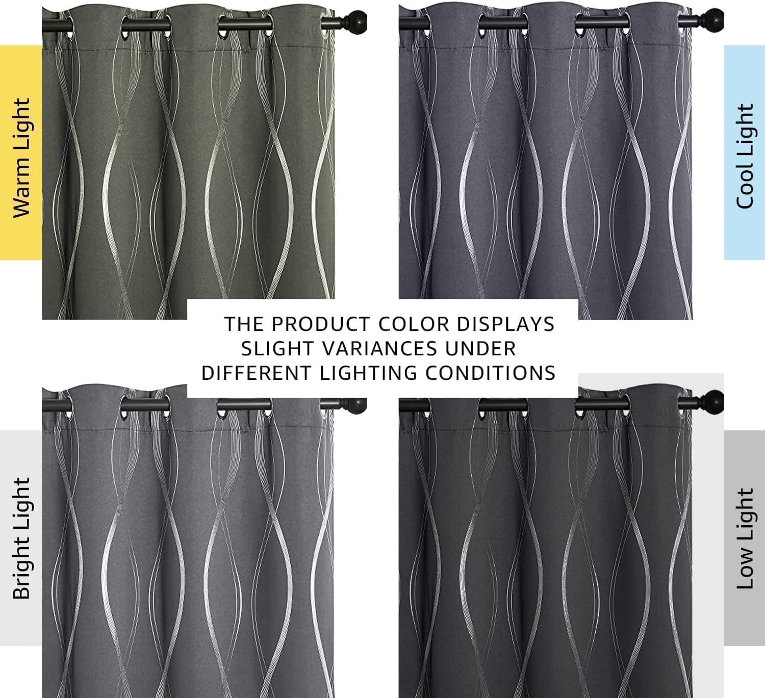 NICETOWN Grey Blackout Striped Pattern Curtains for Living Room 84 Inch Long 2 P