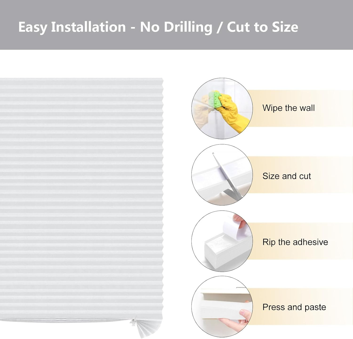Paper Blinds Temporary Window Blinds Light Filtering No Drill Stick on Cut to Si