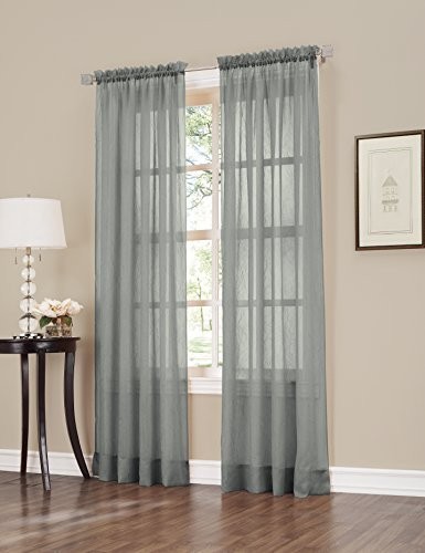 No. 918 Erica Crushed Sheer Voile Rod 51″W x 84″L (Pack of 1), Charcoal Gray