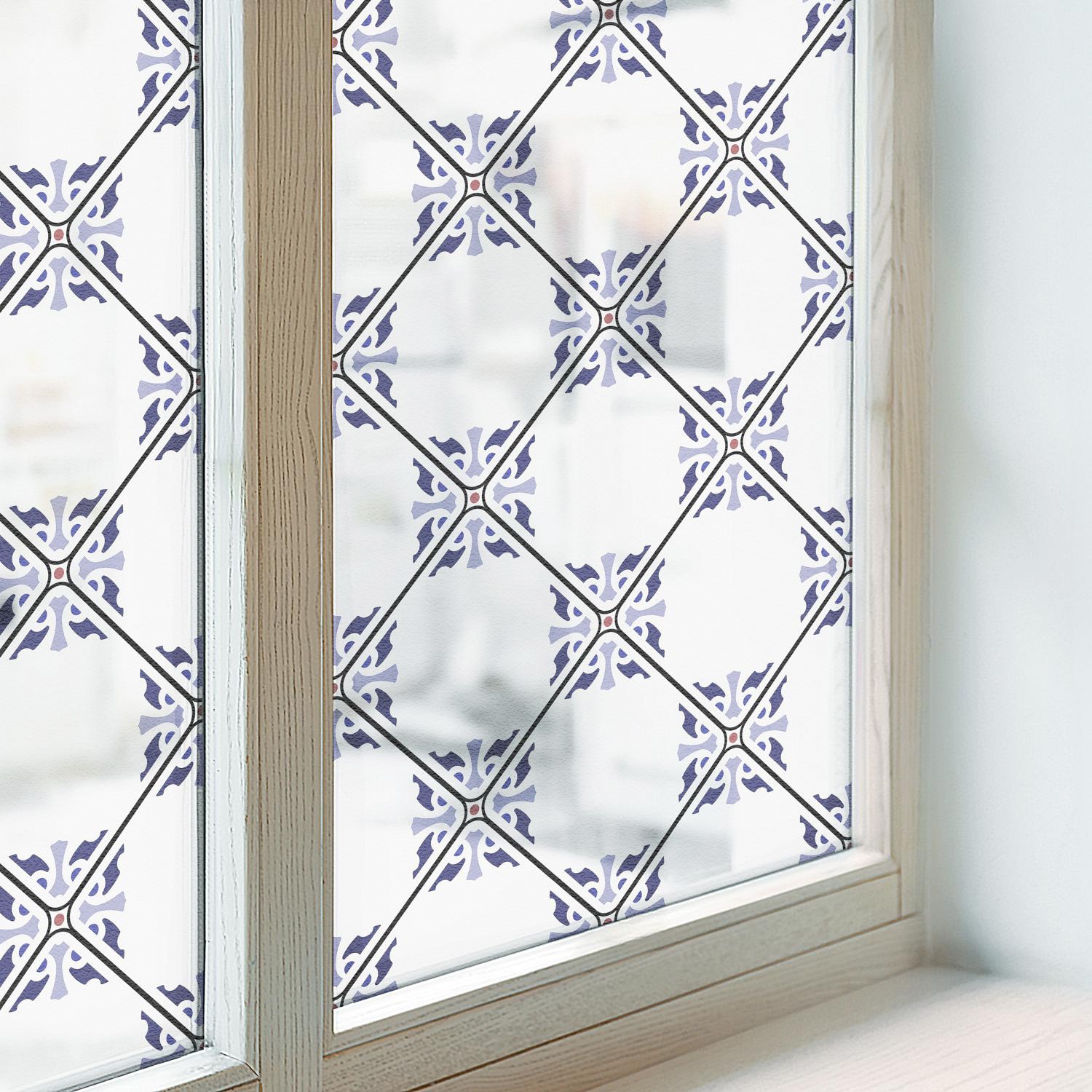 Decorative Privacy Window Film for Home and Office Geometric Tiles Art